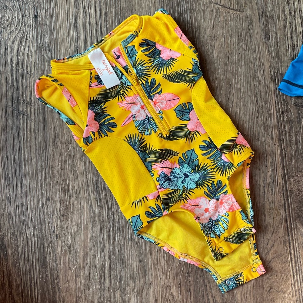 2T Cat & Jack Swimsuit - Snaps at the bottom